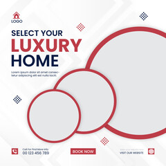 Modern and creative Real estate social media banner template design.