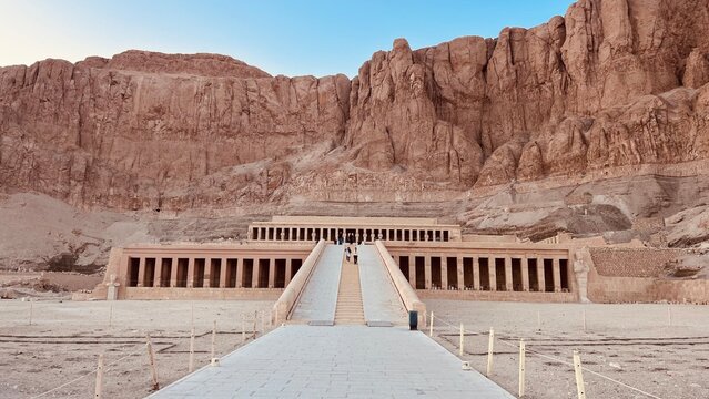 Outside view to Hatschepsut Egyptian temple 
