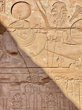 ancient egyptian hieroglyphics in Luxor Temple