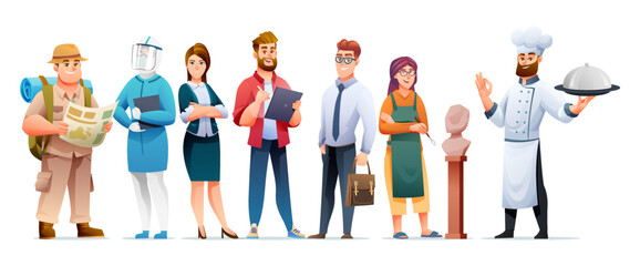 Group of people from different profession characters vector illustration