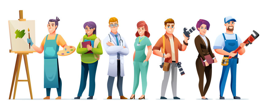 Different people profession character set vector illustration