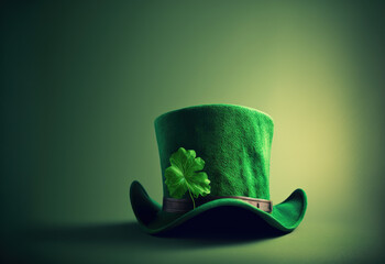 Close up on leprechaun's green hat for Saint Patrick's day festivity for irish holidays in Irland, ai generative with copy space - obrazy, fototapety, plakaty