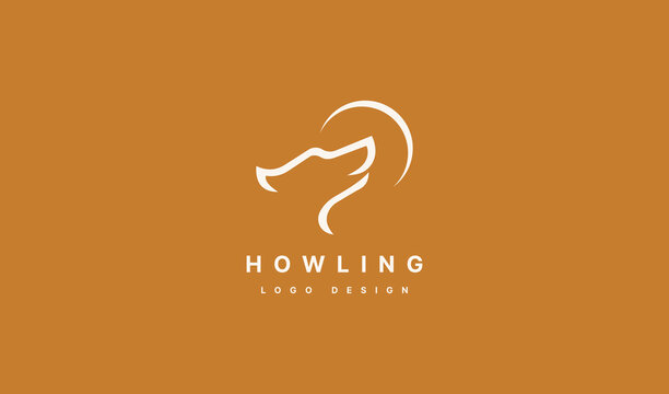 Illustration vector graphic of design logo silhouette Beauty Howling Wolf and Golden Moon