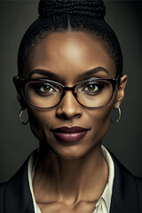 Beautiful Commercial businesswoman in front of a dark background