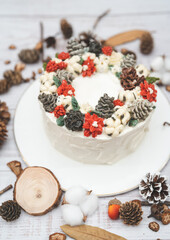 white cake with christmas decoration