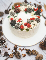 white cake with christmas decoration