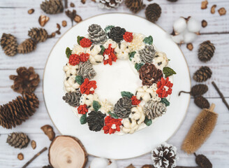 white cake with christmas decoration