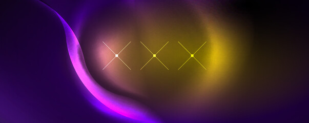 Neon glowing waves, magic energy space light concept, abstract background wallpaper design