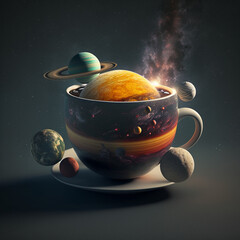 The solar system drinking tea