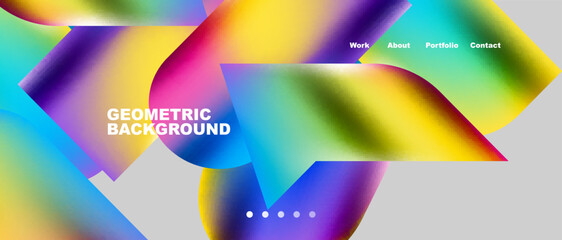 Landing page background template. Colorful plastic round shapes abstract composition. Vector illustration for wallpaper, banner, background