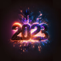 New Year 2023 background with fireworks