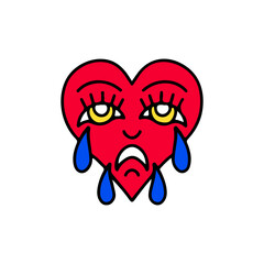 vector illustration of a crying heart