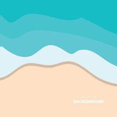 Beach Background, Beach Scene Design With Sand and Ocean Waves, Template Icon Vector Illustration