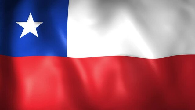 Animation of Chilean flag. 4K. Chile flag flying, Republic of Chile flag render animation	
