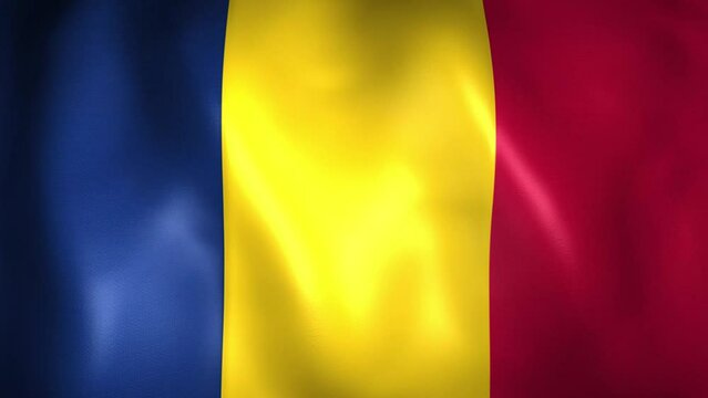 Animation of Chadian flag. 4K. Chad flag flying, Republic of Chad flag render animation	
