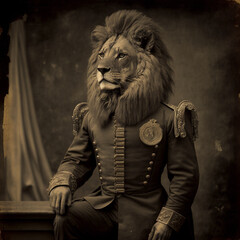 lion wearing 1800s clothing
