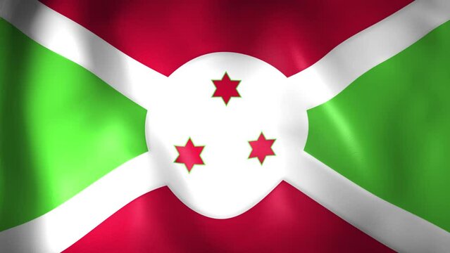 Animation of Burundi flag. 4K. Republic of Burundi flag flying, 3D flag render animation	