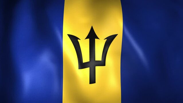 Animation of Barbadian flag. 4K. Barbados flag flying, 3D flag render animation	