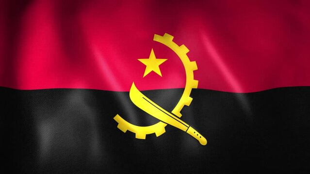 Animation of Angolan flag. 4K. Angola flag flying, Republic of Angola flag render animation	