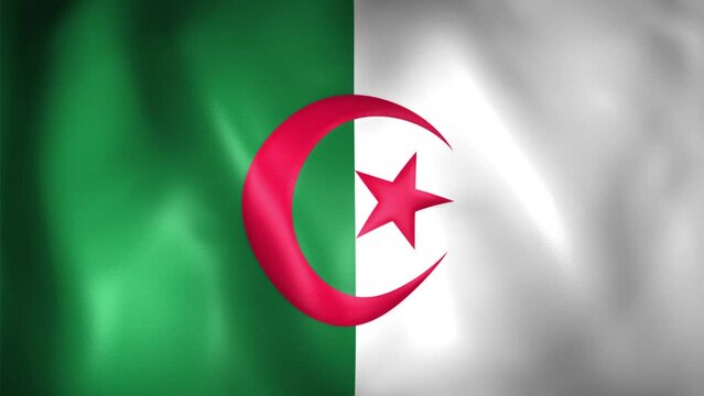 Animation of Algeria flag. 4K. Algerian flag flying, 3D flag render animation	