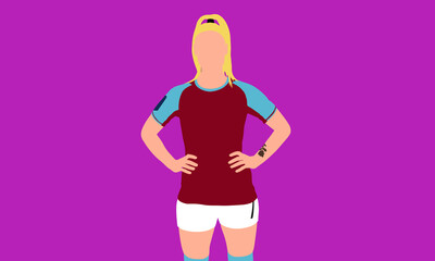 Fototapeta na wymiar Female footballer. Minimalist design