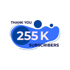 THANK YOU 255K FOLLOWERS CELEBRATION TEMPLATE BLUE COLOR DESIGN VECTOR GOOD FOR SOCIAL MEDIA, CARD , POSTER