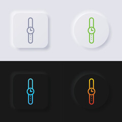 Wristwatch icon set, Multicolor neumorphism button soft UI Design for Web design, Application UI and more, Button, Vector.