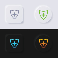 Shield icon set, Multicolor neumorphism button soft UI Design for Web design, Application UI and more, Button, Vector.