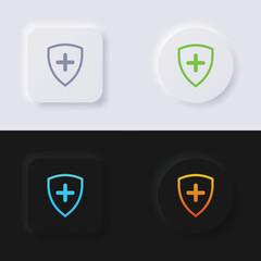 Shield icon set, Multicolor neumorphism button soft UI Design for Web design, Application UI and more, Button, Vector.