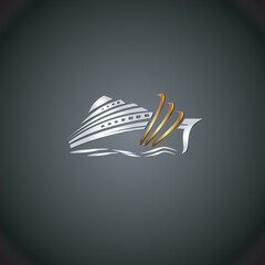 Speed boat logo design template, Sea boat logo design concept