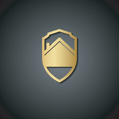 Security shield logo vector House icon design template