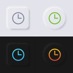 Analog clock icon set, Multicolor neumorphism button soft UI Design for Web design, Application UI and more, Button, Vector.