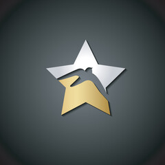 Star logo and bird symbols design stock template. star vector icon