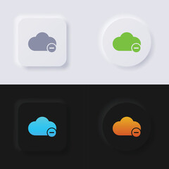 Fototapeta na wymiar Cloud icon with minus symbol, Multicolor neumorphism button soft UI Design for Web design, Application UI and more, Icon set, Button, Vector.