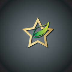 Star and leaf logo design stock template. star vector icon