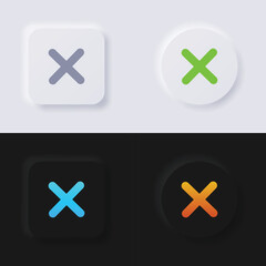 Cross icon set, Multicolor neumorphism button soft UI Design for Web design, Application UI and more, Button, Vector.