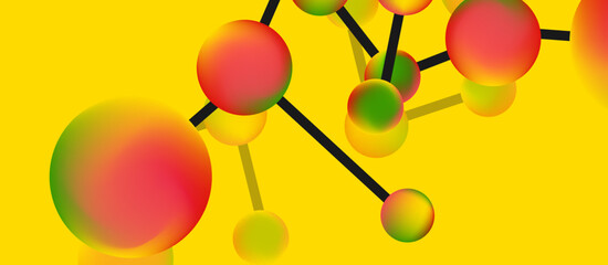 Line points connections geometric landing page background. Fluid circles and spheres with liquid gradients. Vector Illustration For Wallpaper, Banner, Background, Card, Book Illustration, landing page