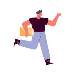 man walking with folder