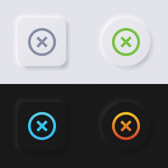 Obraz premium Cross icon set, Multicolor neumorphism button soft UI Design for Web design, Application UI and more, Button, Vector.