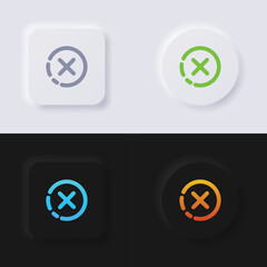 Cross icon set, Multicolor neumorphism button soft UI Design for Web design, Application UI and more, Button, Vector.