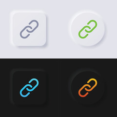 Chain icon, Link symbol, Multicolor neumorphism button soft UI Design for Web design, Application UI and more, Icon set, Button, Vector.