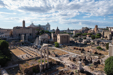 Fototapeta premium Aerial view of the Roman Forum, Rome, Italy