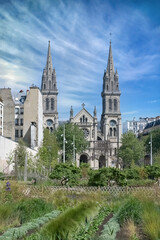 Fototapeta na wymiar Paris, Saint-Ambroise church, boulevard Voltaire in the 11e arrondissement 