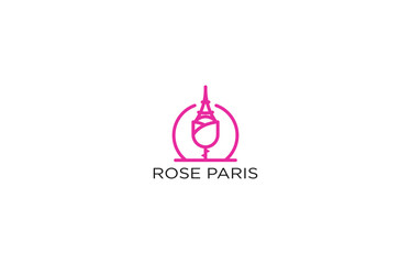 Obraz premium rose and paris logo design templates