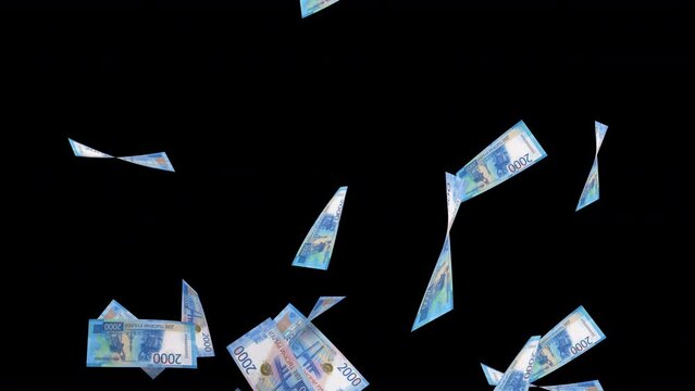 Two Thousand Russian Ruble Bills in Alpha Channel