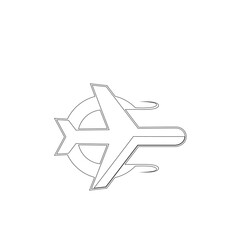 Minimalist navigational aircraft line art logo