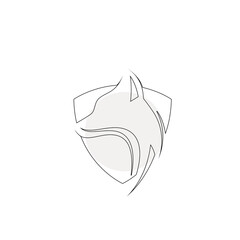 Minimalist shield dog line art logo