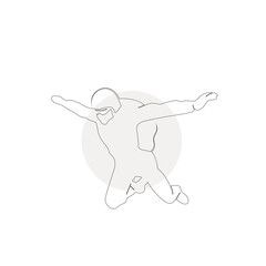 Minimalist skydiving line art logo