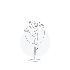 Minimalist wine flower line art logo