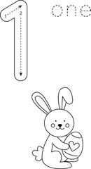 Flashcard number one. Preschool worksheet. Easter worksheet.